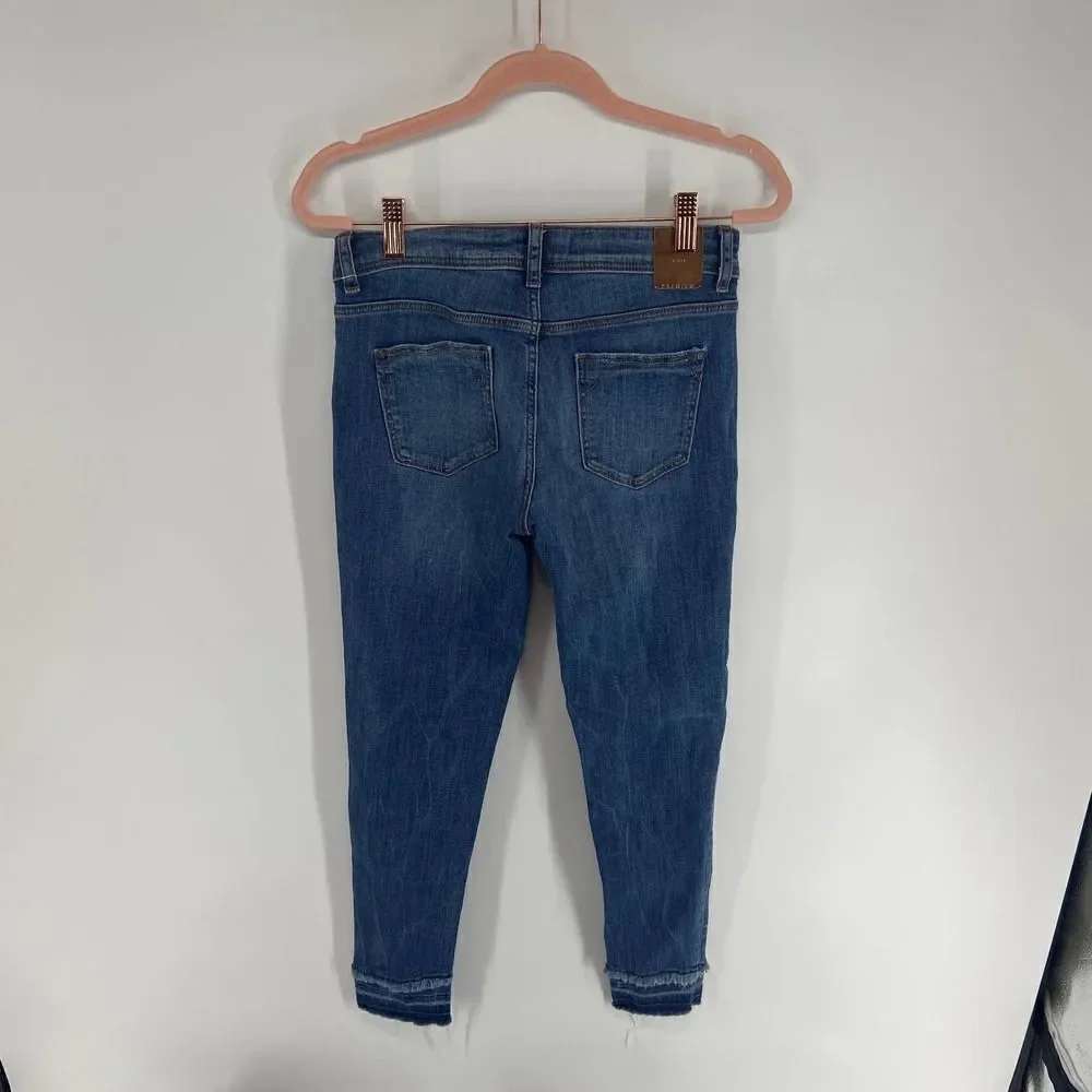 Zara distressed High Rise released hem skinny jean womens 2